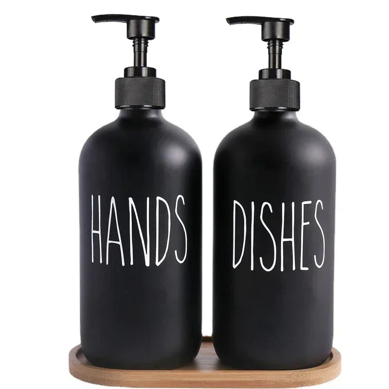 Refillable black dish soap dispenser