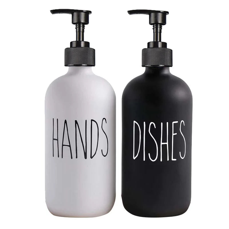 Refillable black dish soap dispenser