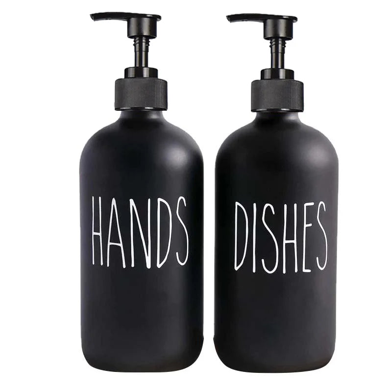 Refillable black dish soap dispenser