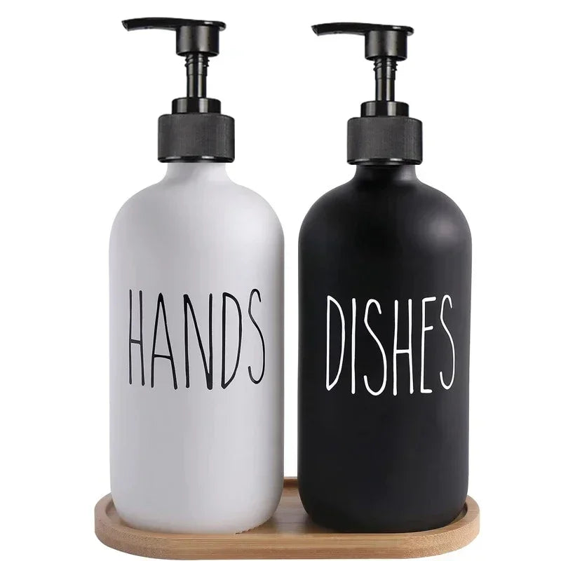 Refillable black dish soap dispenser