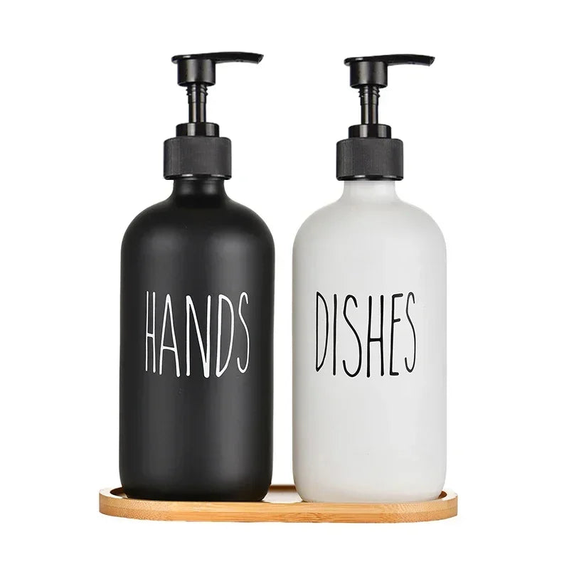 Refillable black dish soap dispenser